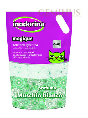 Inodorina Magigue Lettiera Igienica Profumo Muscho Bianco – Żwirek dla kotów, o zapachu Białego Piżma – Opakowanie 2,5 kg