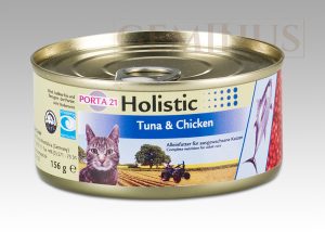 Mokra karma Feline Porta Holistic 21 dla kotów, zwierająca tuńczyka i kurczaka, 156g